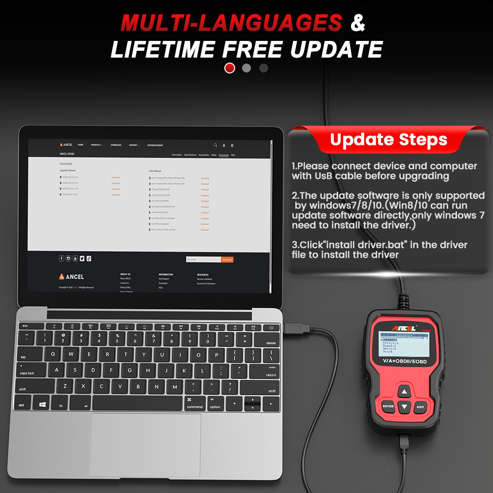 ANCEL Car ABS SRS Code Reader OBD2 Scanner All Systems Diagnostic Tool EPB Oil