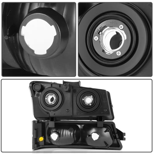 Headlights Tail Lights Assembly Combo Black Amber Side Headlight w/ Taillight