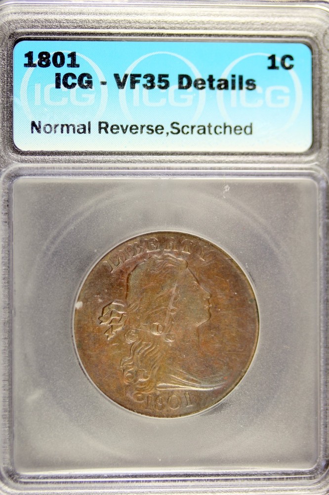 1801 - ICG VF35 DETAILS (NORMAL REVERSE,SCRATCH)Draped Bust Large Cent!! #B17226