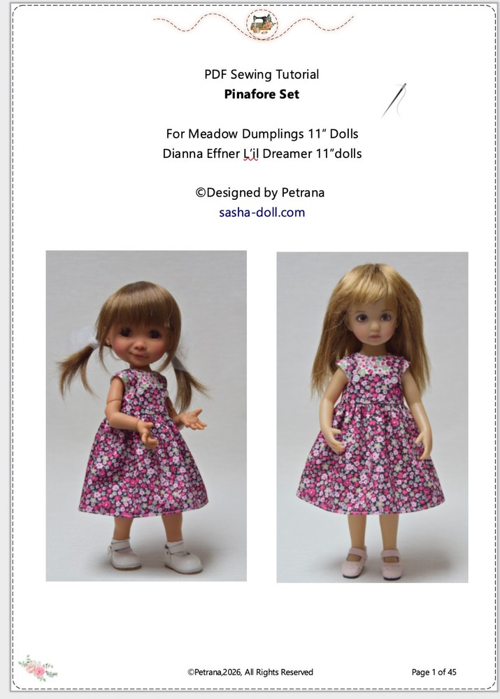 PDF Pattern&Tutorial - Top & Pinafore For Meadow Dumpling & Effner L'il Dreamer
