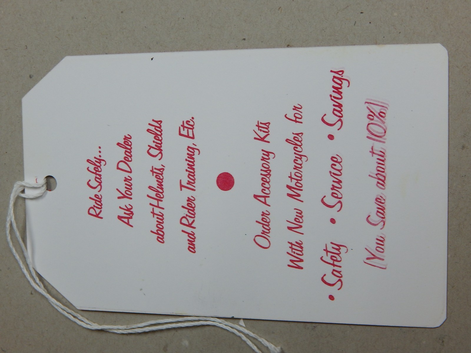 TRIUMPH DEALER SHOWROOM HANG TAG BONNEVILLE T120R 1969 - REPRO - 650 GIFT TRICOR