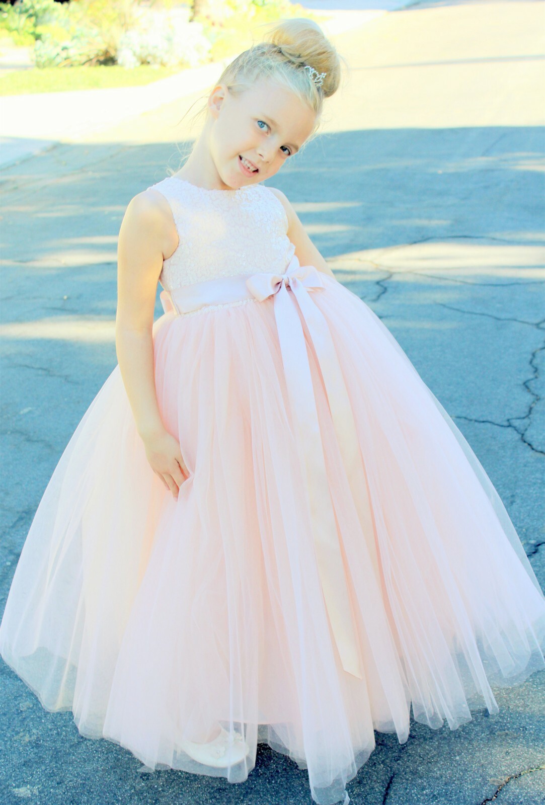 Sequin Heart Cutout Flower Girl Dress Formal Dress Father Daughter Dance Dresses