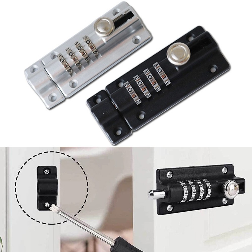 Sliding Keyless Lock for Shed Gate Garden Door 4 Digit Combination
