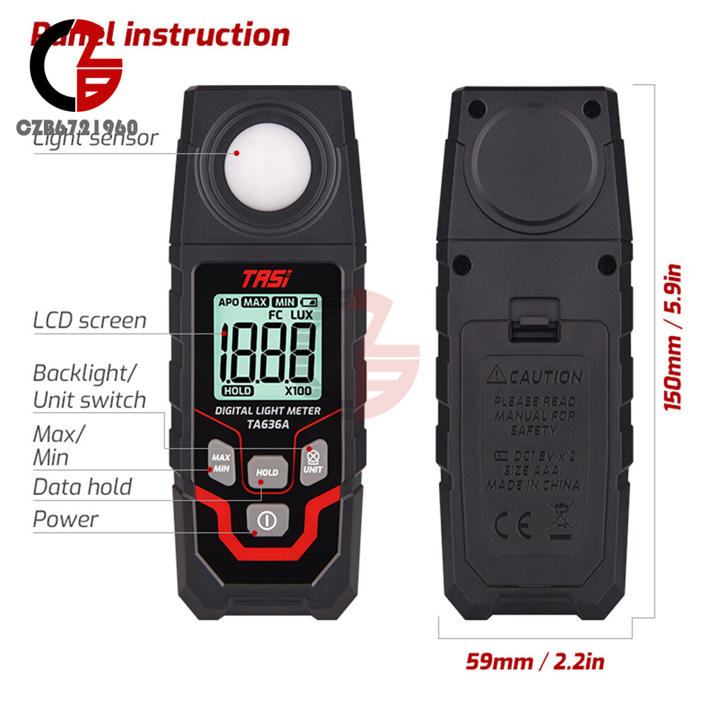 TA636A Digital Light Meter Illuminance Lux Meter Illuminometer Handheld Ambient