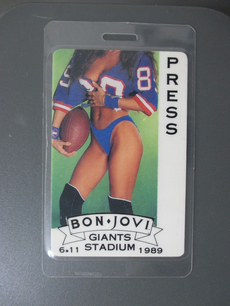Bon Jovi backstage pass laminated  Giants Stadium 6/11/89 "PRESS" !