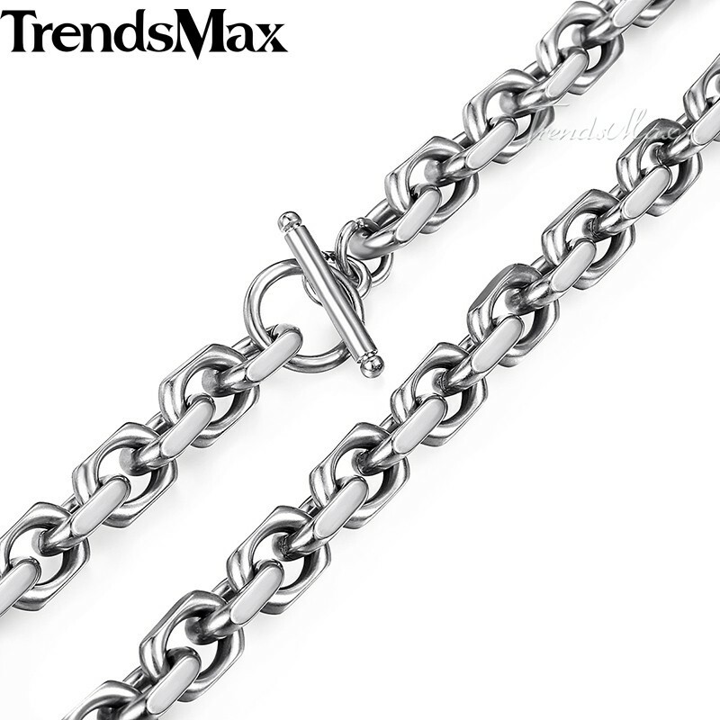 9mm Mens Boys Chain CABLE Rolo Link 316L Stainless Steel Necklace Toggle Clasp