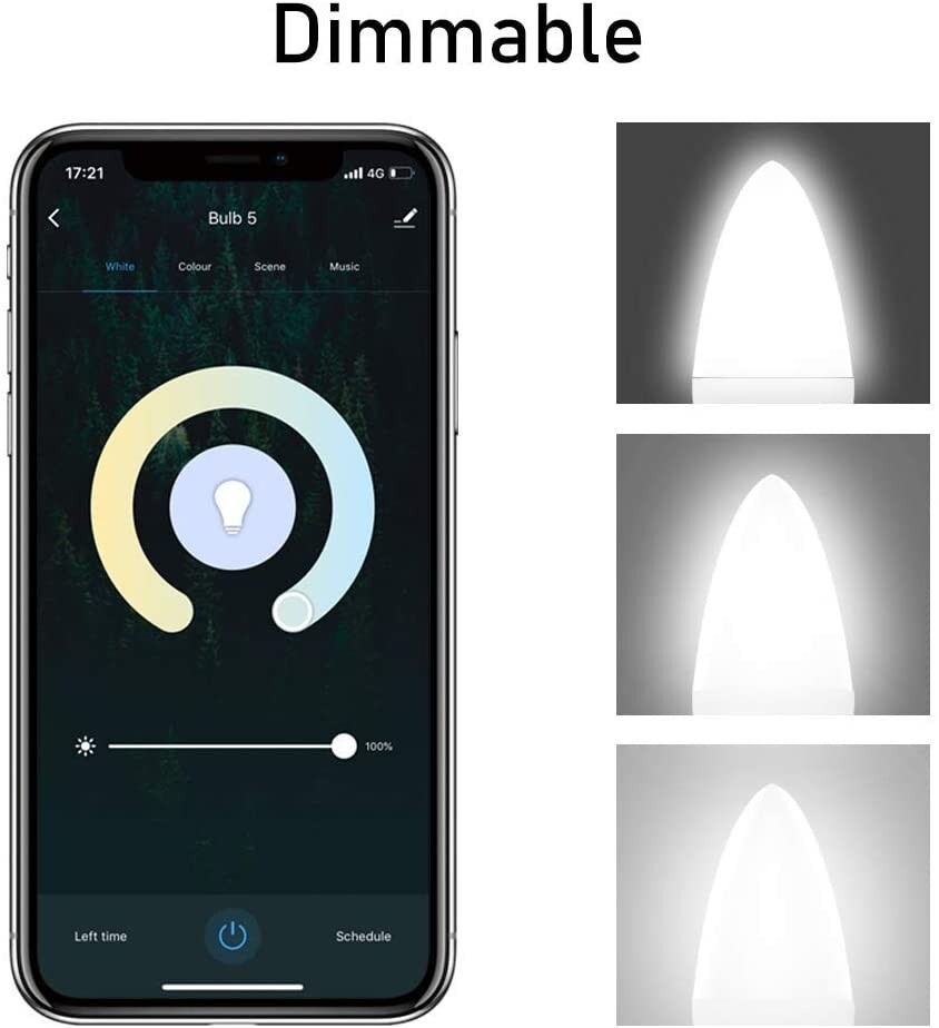 2Pcs E12 LED RGB Candelabra Smart Christmas Light Bulbs Google Alexa App control