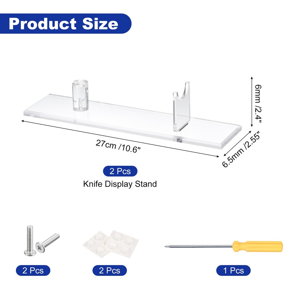 2 Pack Acrylic Knife Display Stand Sword Display Holder Rack Clear