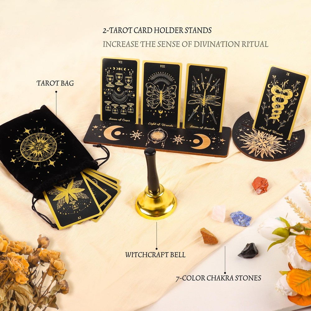 78 Tarot Cards with Guidebook - Deck Gift Set Medium, Black