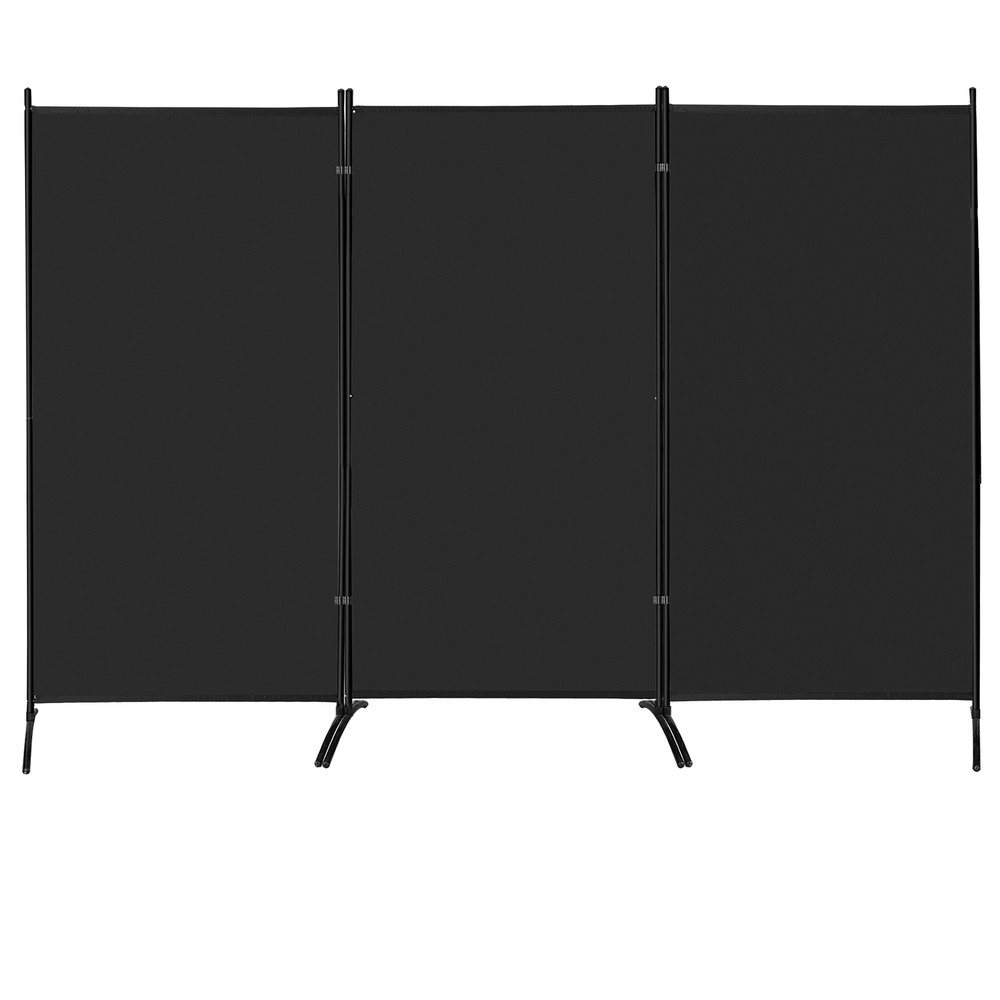 3 Panel Rolling Room Divider Folding Wall Divider for Office Restaurant Black