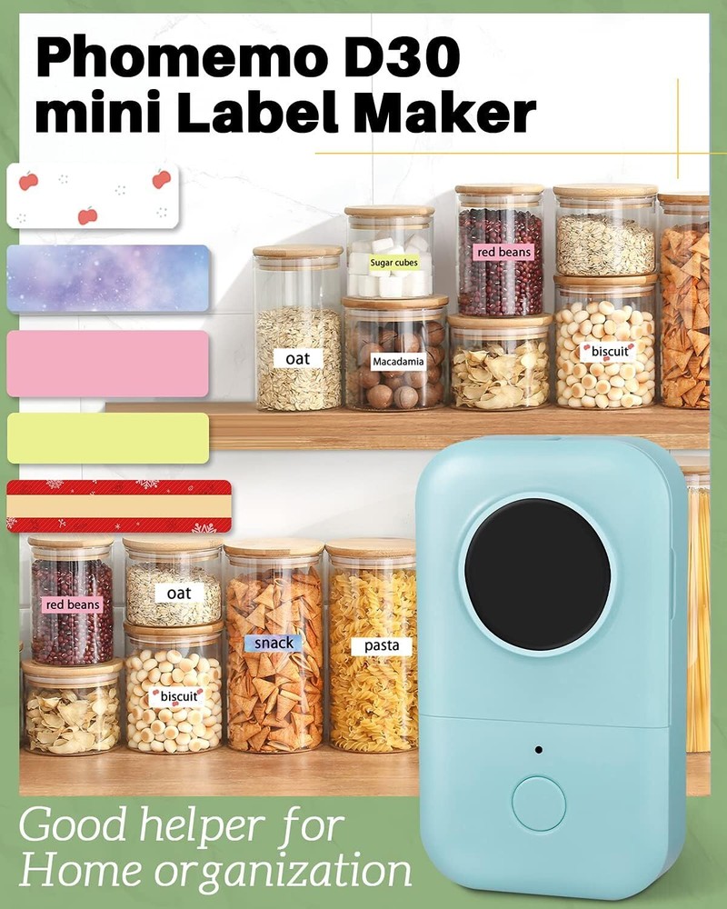 Phomemo D30 Label Maker Machine with Tape Bluetooth Small Label Printer - Green