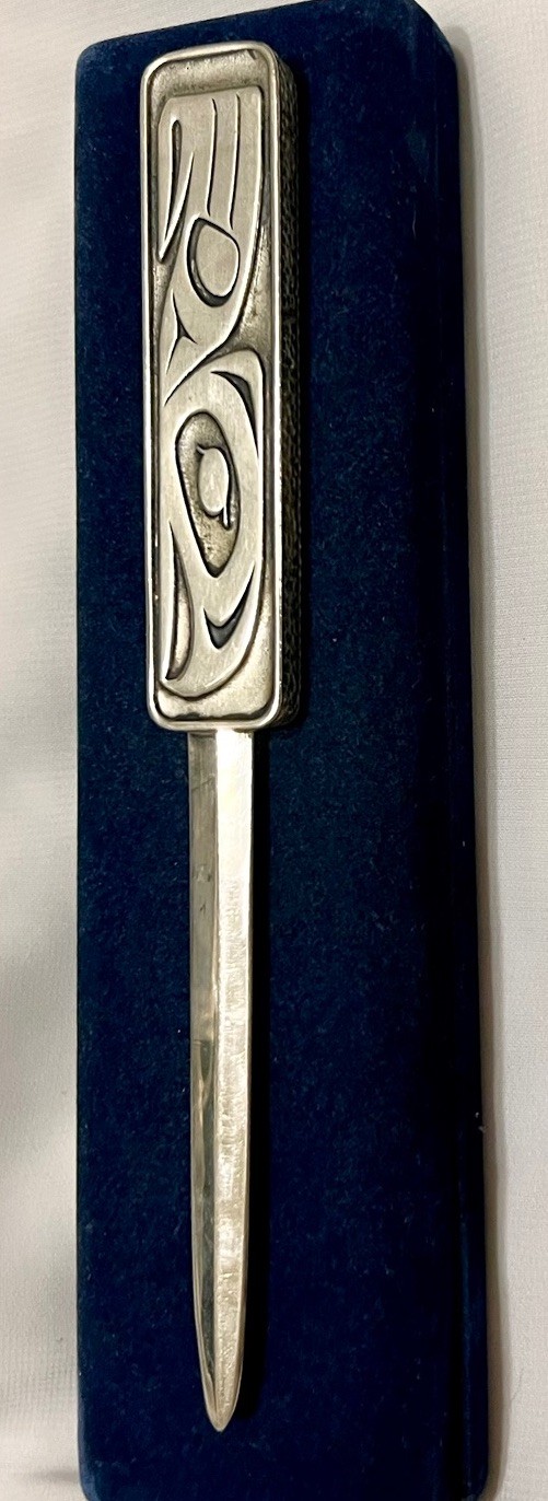 NATIVE AMERICAN GITXSAN Artist DANIEL YUNKWS Silver Metal LETTER OPENER Canada