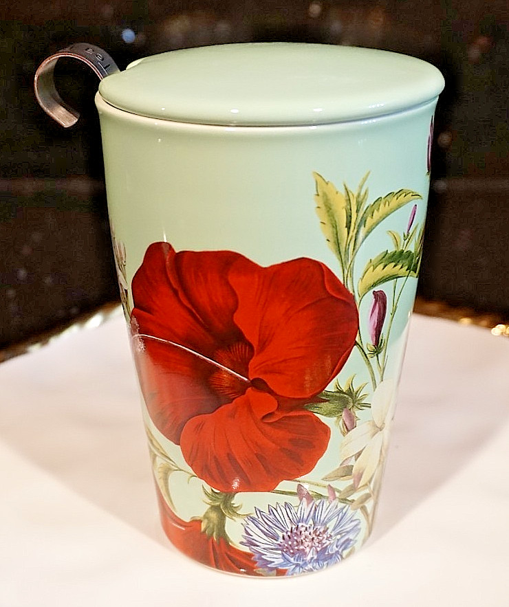 Tea Forte Fleur Ceramic Steeping Cup W/ Infuser Brewing System NEW
