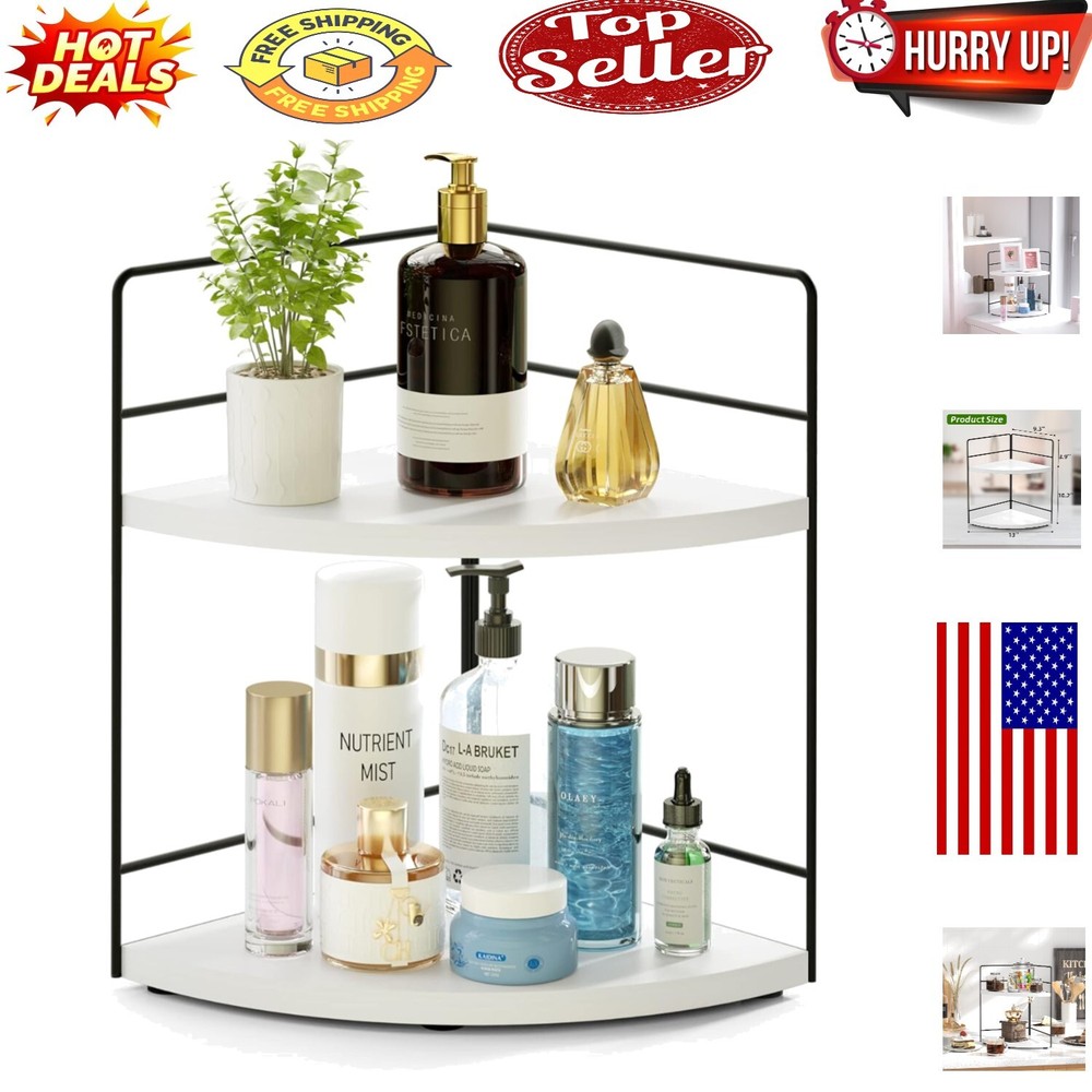 Compact 2-Tier Corner Skincare Organizer - Stylish Makeup Storage Solution