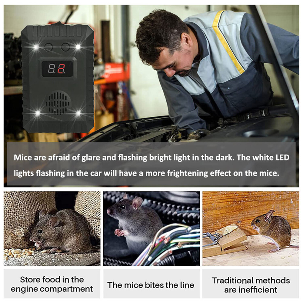 Ultrasonic Mouse Repeller Rat Rodent for Car Wire Engine Pest Deterrent Control