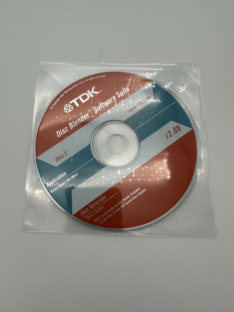 TDK Disk Blender - R2.0 A & B Disk Creation Software Vintage Software CD 2003