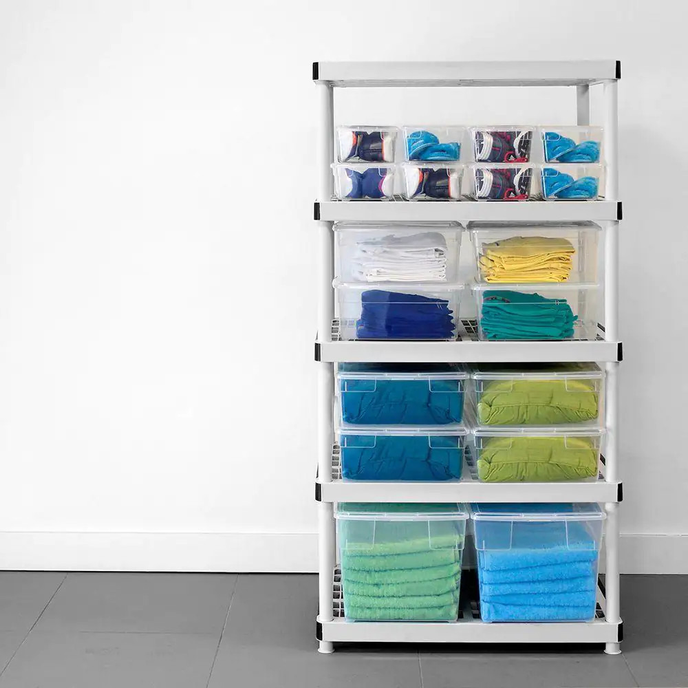 5-Tier Easy Assembly Multi-Purpose Plastic Garage Storage Shelving Unit in Gray