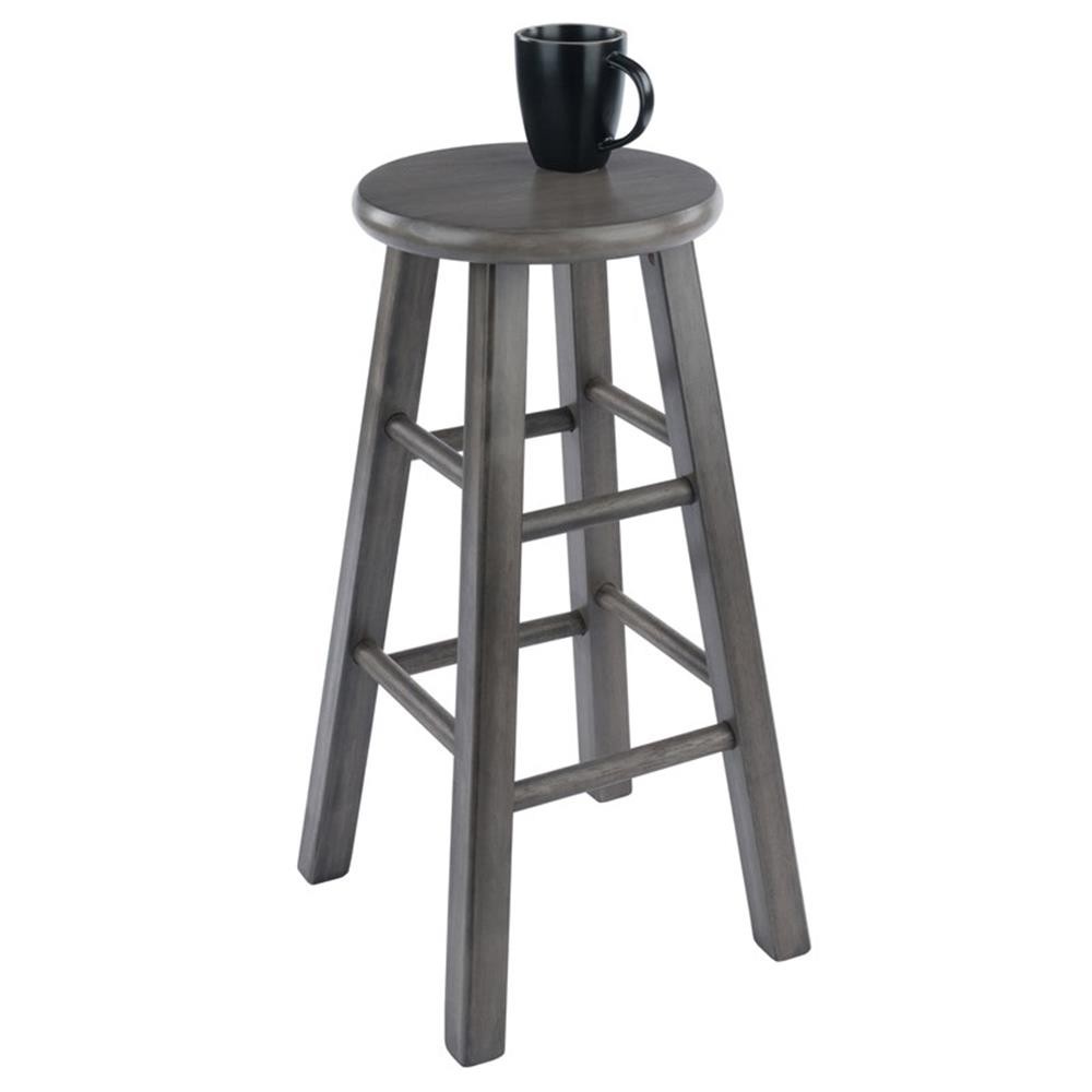 Bowery Hill 24" Transitional Solid Wood Counter Stool in Rustic Gray