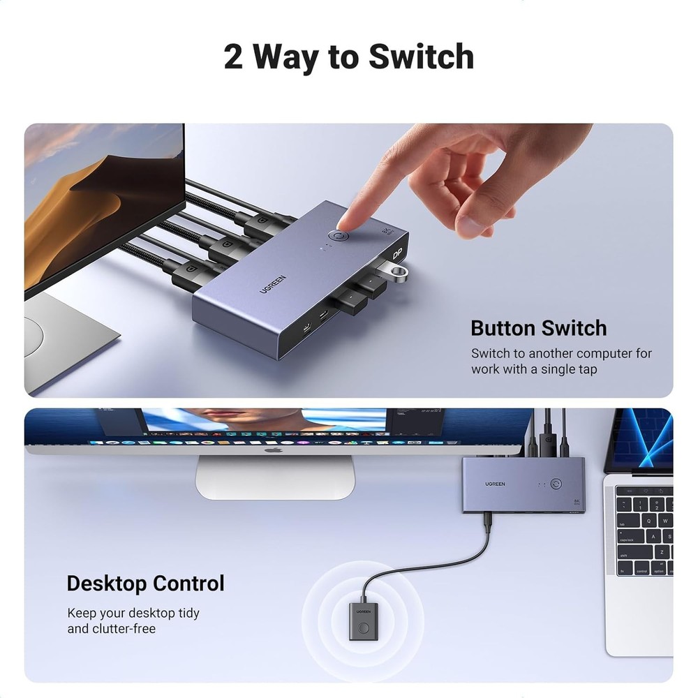 8K Displayport KVM Switch 2 Computers