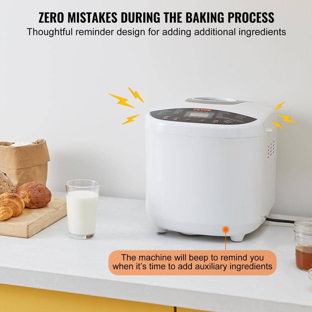 VEVOR Bread Maker 19-in-1 2 lbs. Dough Machine Nonstick Ceramic Pan Automatic