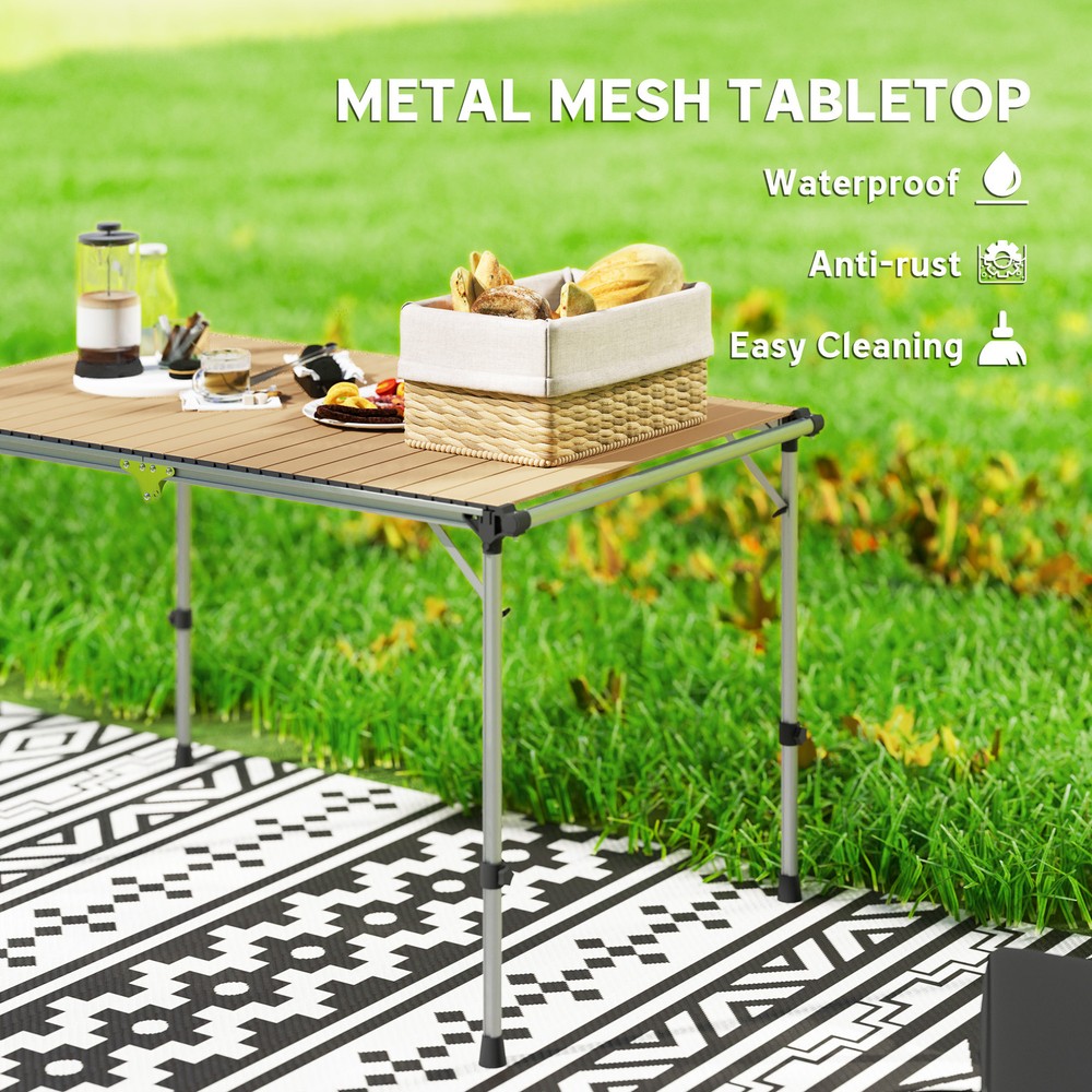 Foldable Table, Adjustable Height Aluminum Table for Picnic