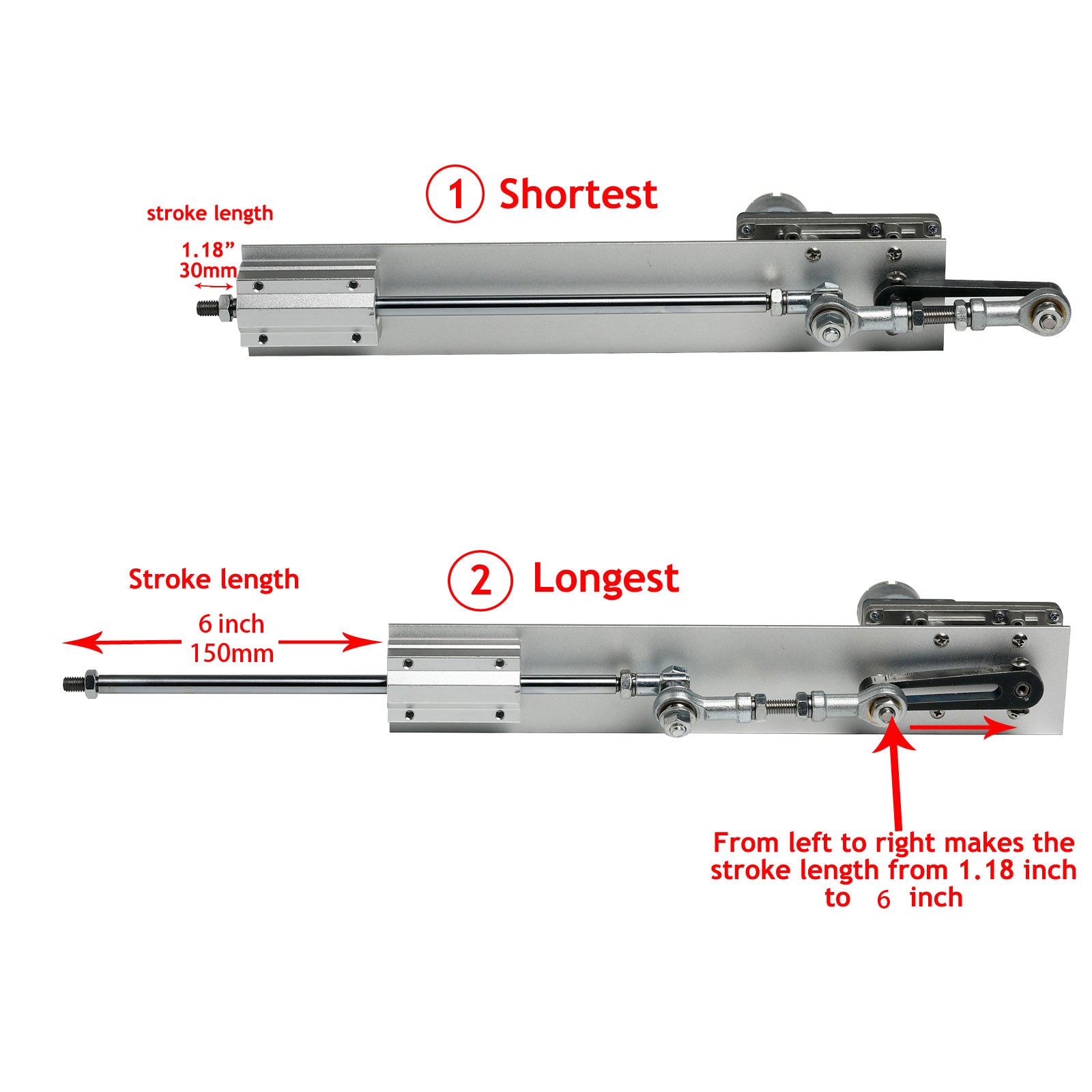 Electric Reciprocating Linear Actuator Motor 24V 120RPM 150mm 6 inch Stroke Fast