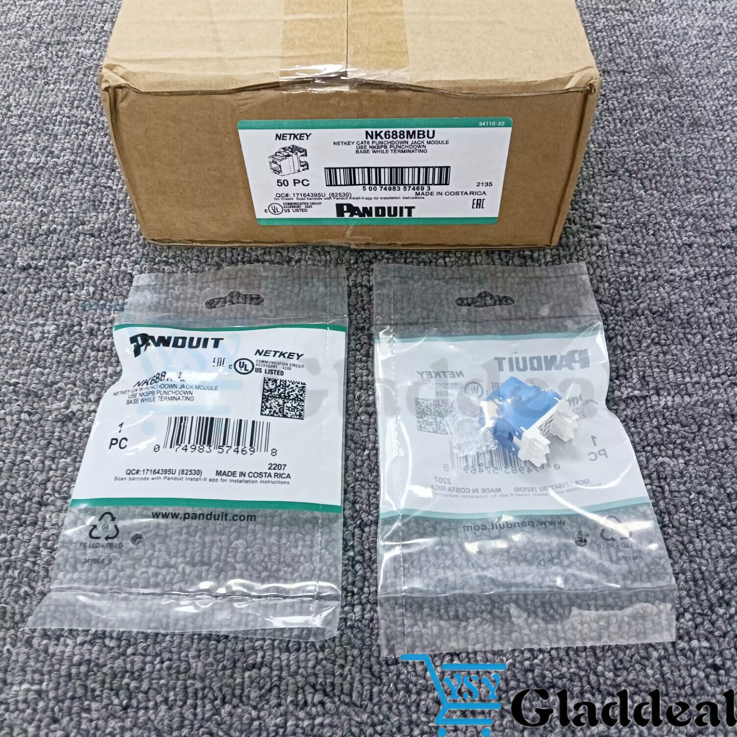 For Panduit NetKey NK688MBU Cat6 Keystone Jack Blue Module BOX OF 50