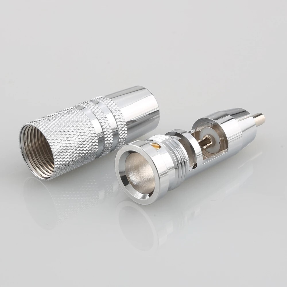 4pcs HiFi Audio Cable RCA Plug Interconnect Cable Rhodium Plated RCA Connector