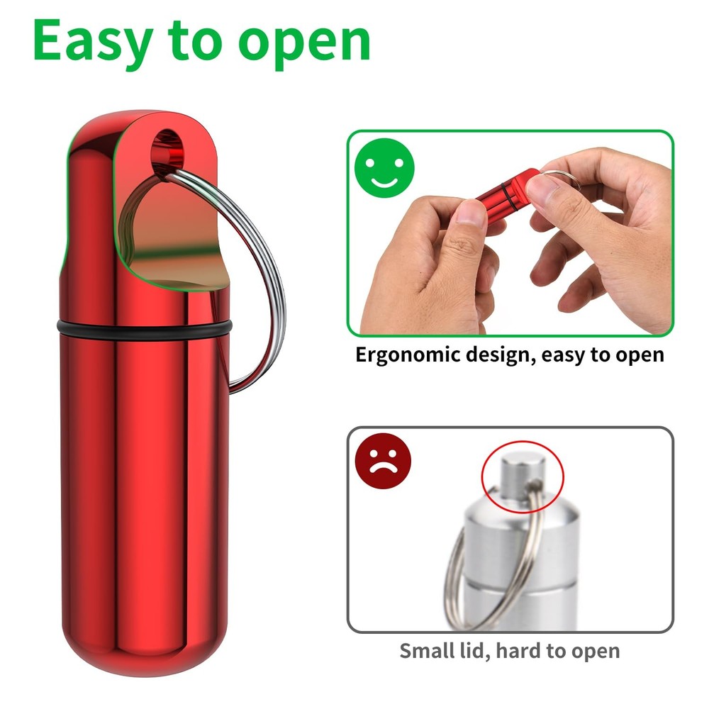 Urekt Small Pill Box Keychain, (4 Pack) Portable Keychain Multicolor