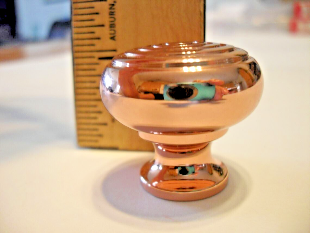 New Polished Heavy Copper Drawer Knobs Ridged Face Cabinet Door Pulls