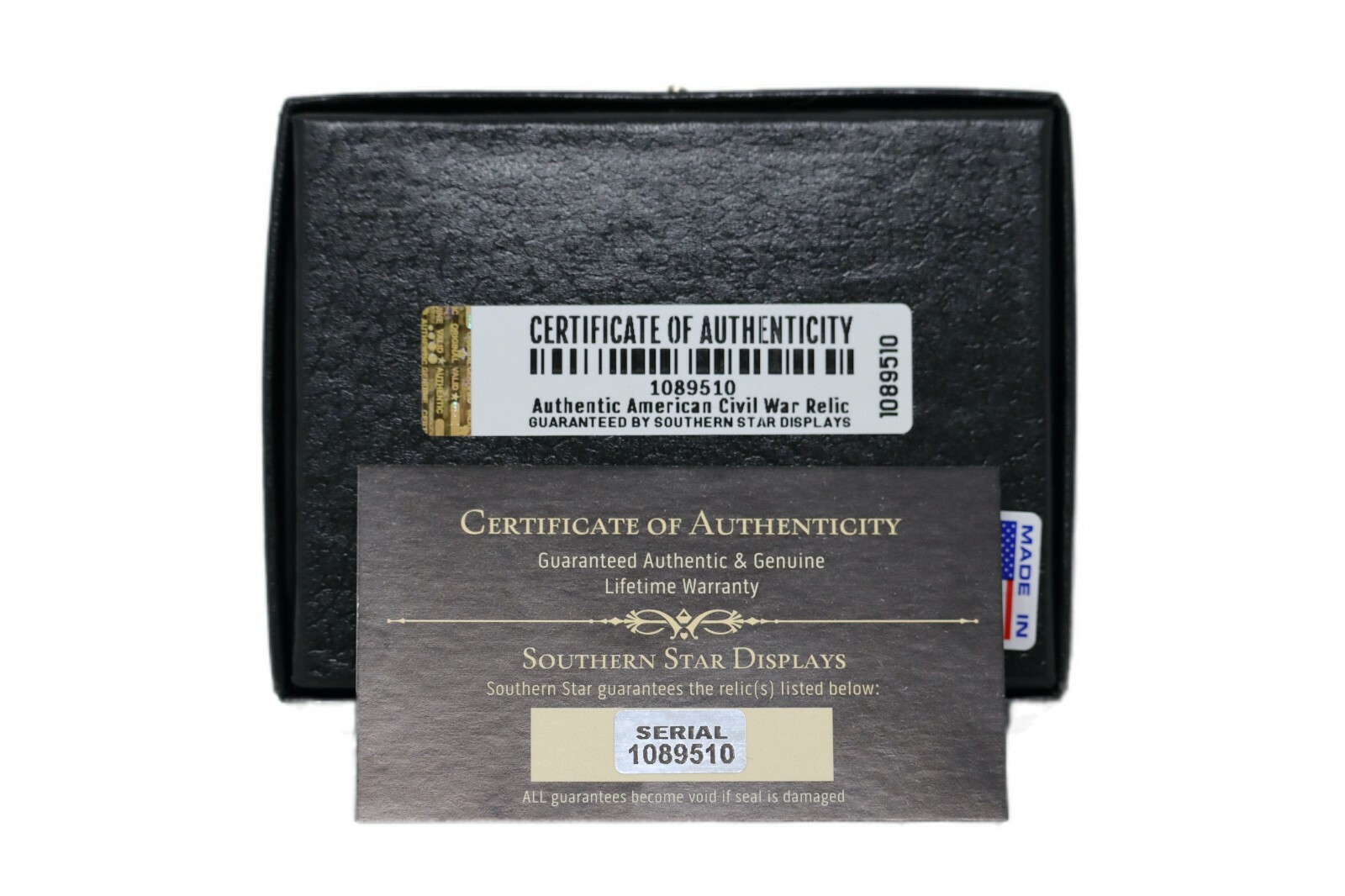 Civil War Bullet Relic from Corinth, Mississippi with Display Case and COA