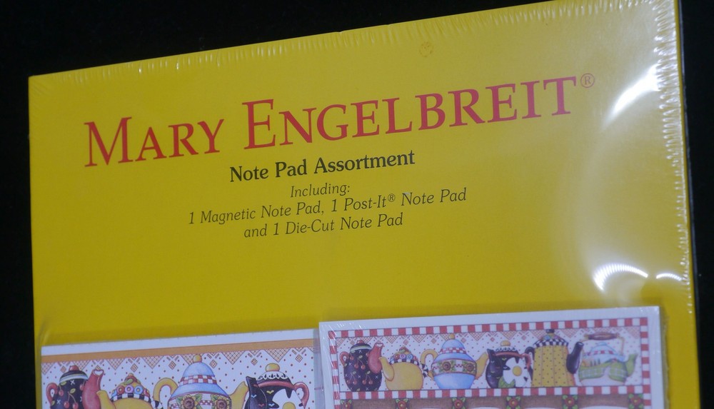 SEALED PACKAGE, MARY ENGELBREIT NOTE PAD ASSORTMENT, TEAPOT THEME