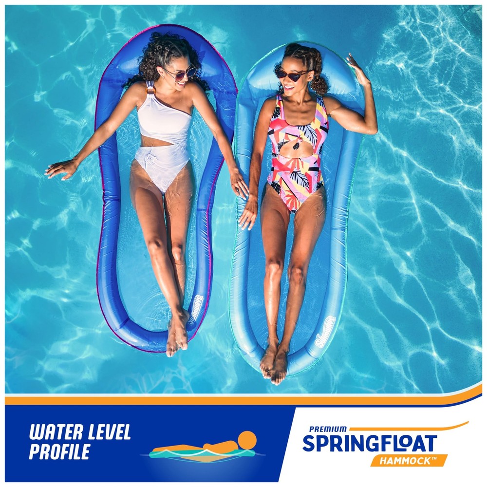SwimWays Spring Float Premium Hammock Pool Lounger, Inflatable Pool Floats Ad...