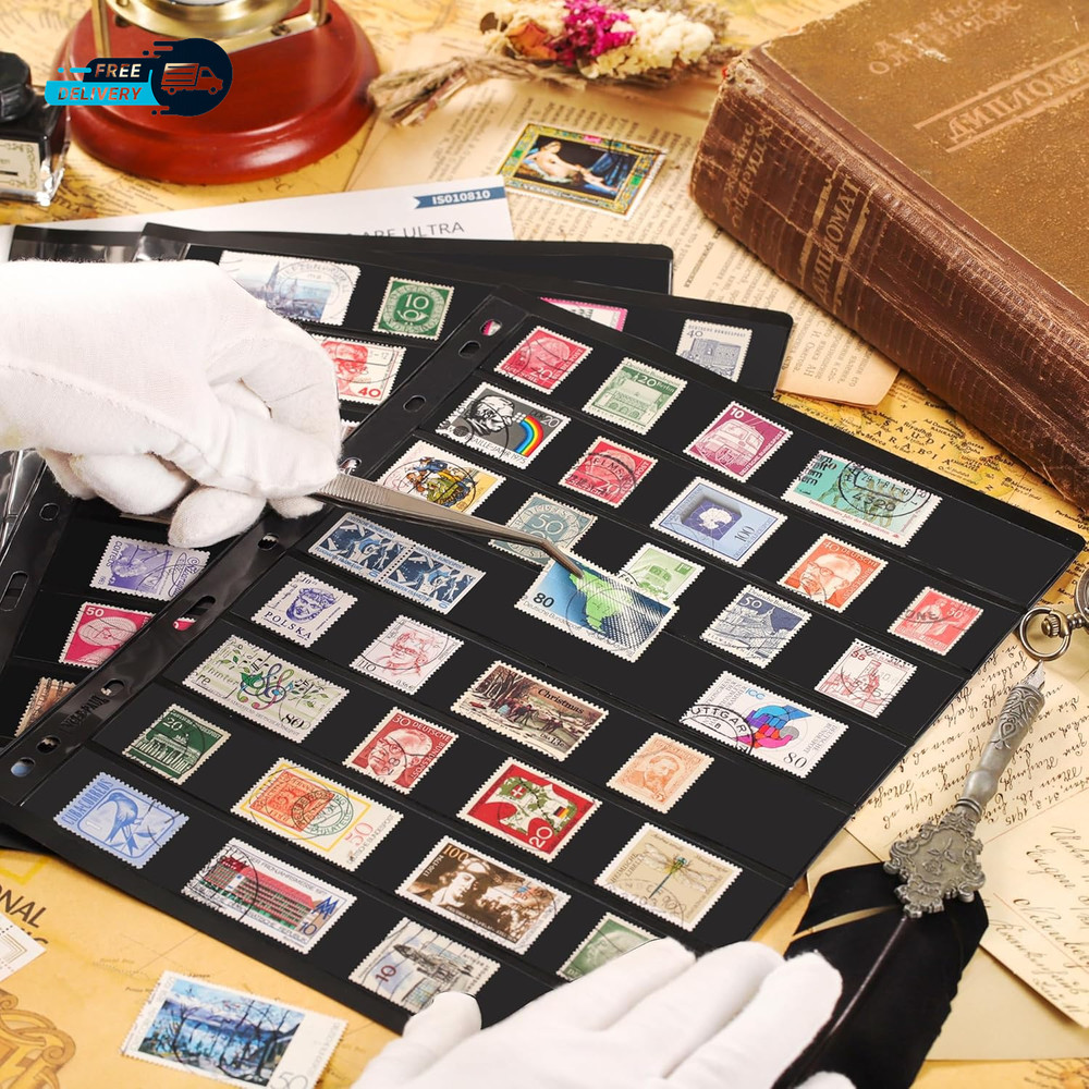 10 Sheets 20 Pages Postage Stamp Album Pages 8 Pockets 7.7X 1.18In Stamp