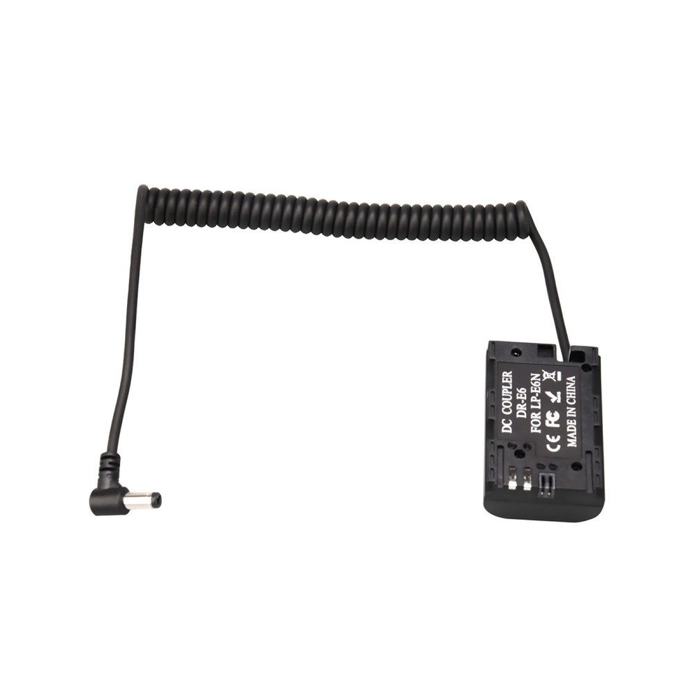 Decoded LP-E6 Dummy Battery DR-E6 DC Coupler Cable for Canon 5D4 7D2 90D R5 R6