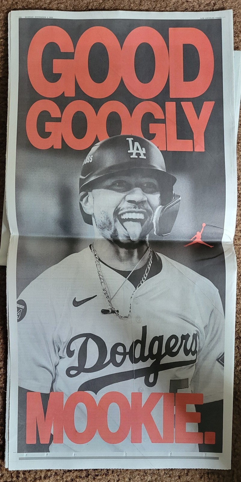 LOS ANGELES TIMES NOV 3, 2025 NEWSPAPER LA DODGERS WORLD SERIES CHAMPIONS MOOKIE