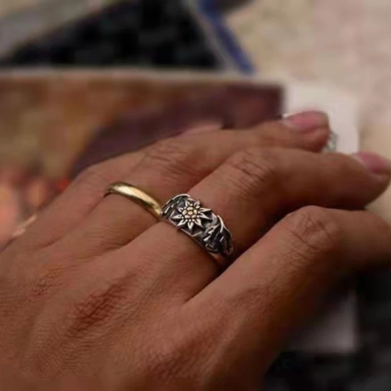 WWII GERMAN Edelweiss RING Adjust Size