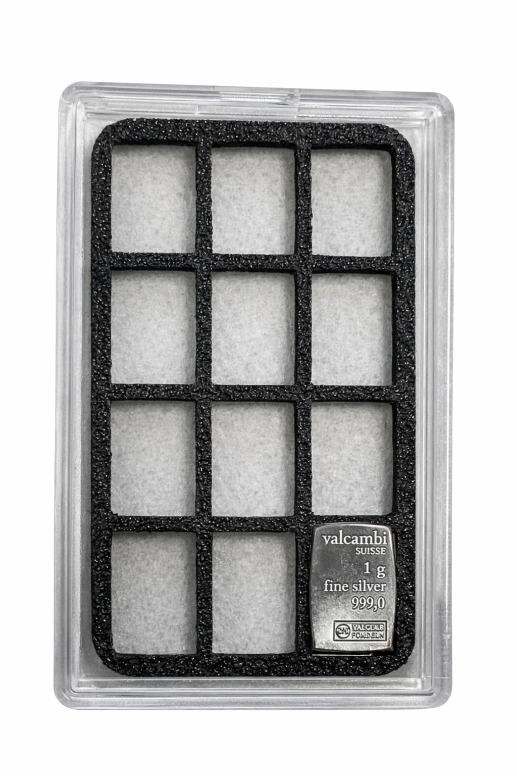 Valcambi 1 Gram .999 Fine Silver Bar w/ 12-Bar Starter Case – Stackable