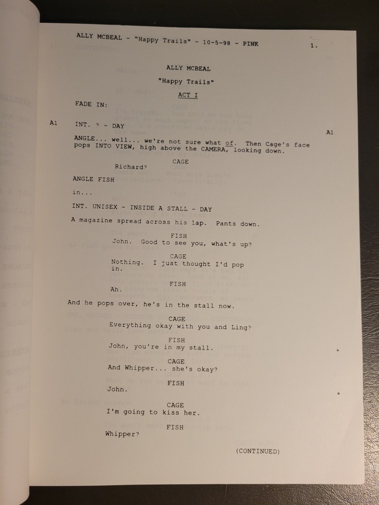Ally McBeal Production Script "Happy Trails" David E. Kelley 1998 S2 E7
