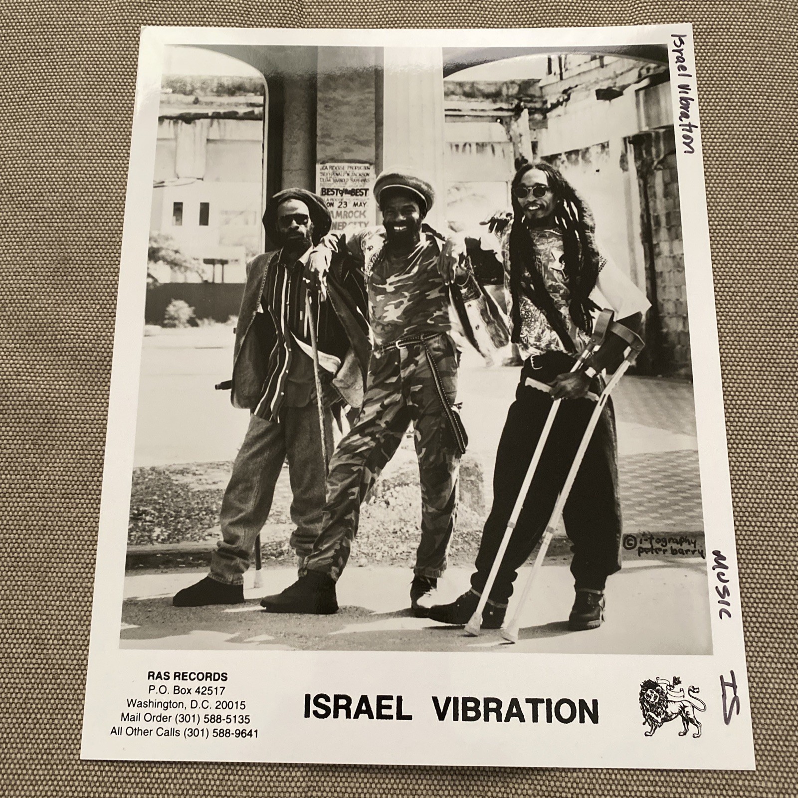 Israel Vibration Press Photo 8x10”. Ras Records.