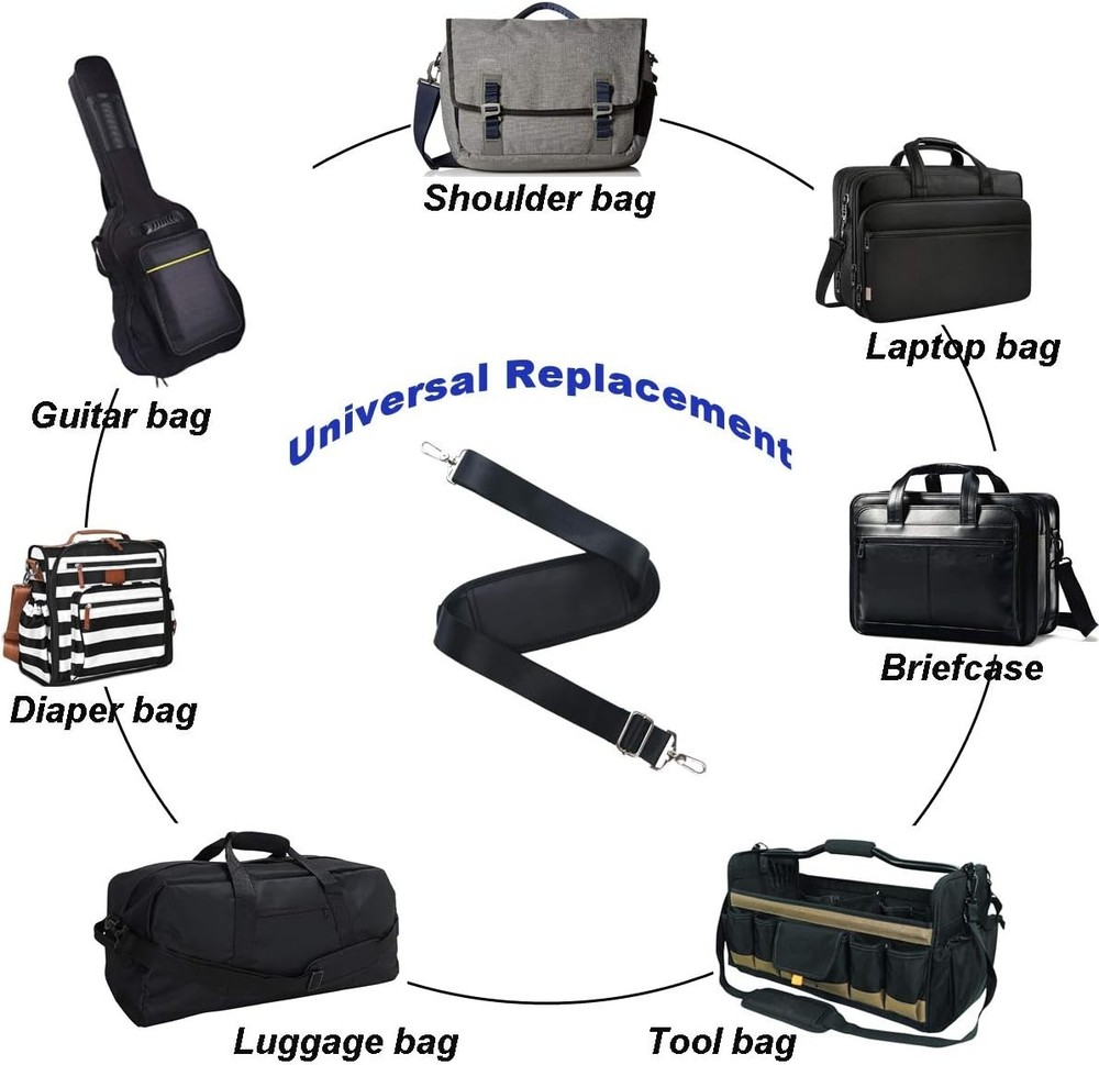 BOMKEE 59" Briefcase Shoulder Strap Universal Replacement Adjustable Black