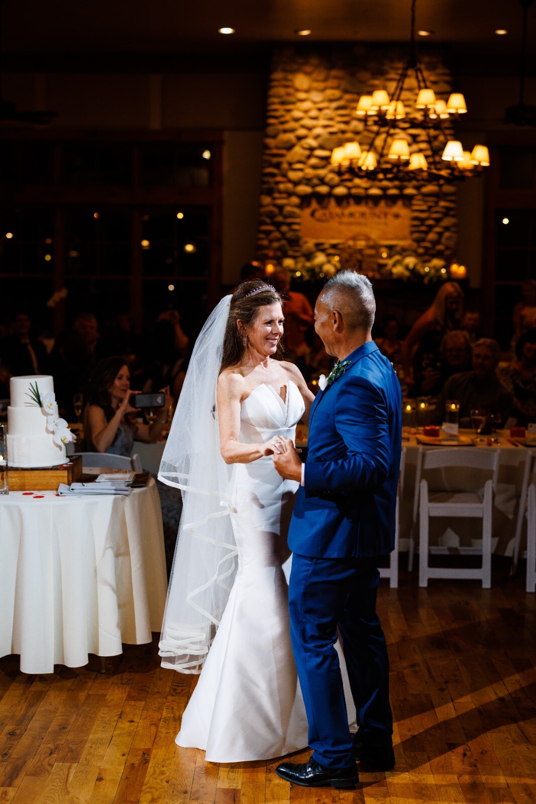 wedding veil chapel length Peter Langer off white with delicate rope trim