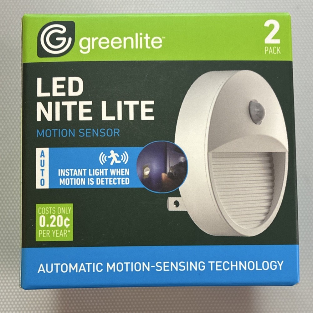 4-Pack Greenlite LED Motion Sensor Night Light Plug-In Auto - NEW