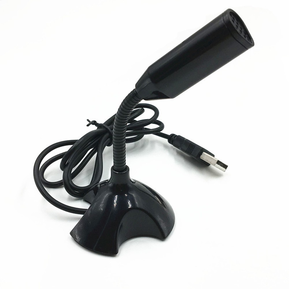 Black USB Mini Desktop Speech Microphone Stand for PC Laptop Computer Notebook C