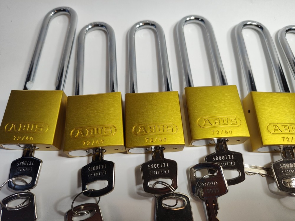 Abus 19371 Keyed Padlock, Open, Rectangular Aluminum Body, Chrome Plated