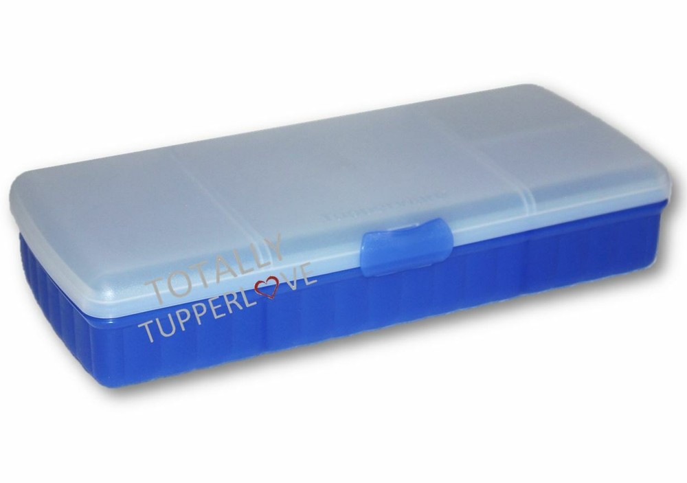Tupperware Lunch N Things Bento Box Large Divided Rectangle Keeper Hinged Blue