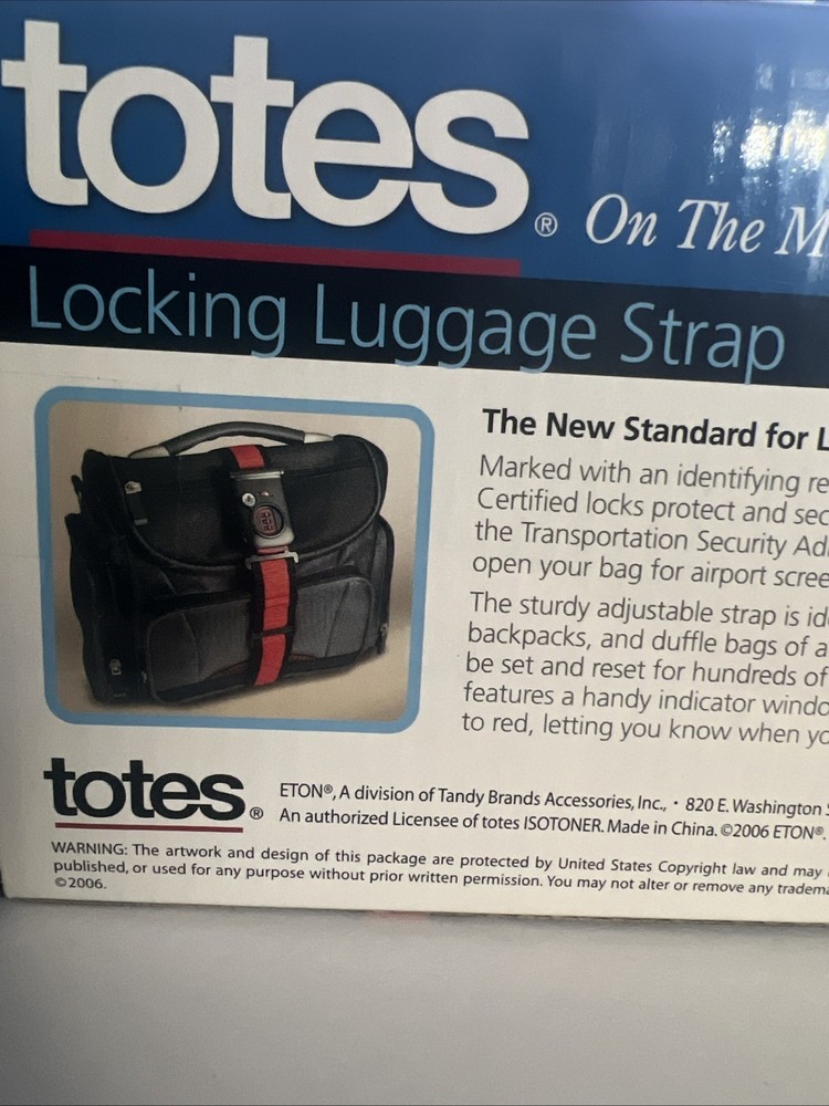 Totes Locking Luggage Strap 3 Dial Combination 77 inch Strap