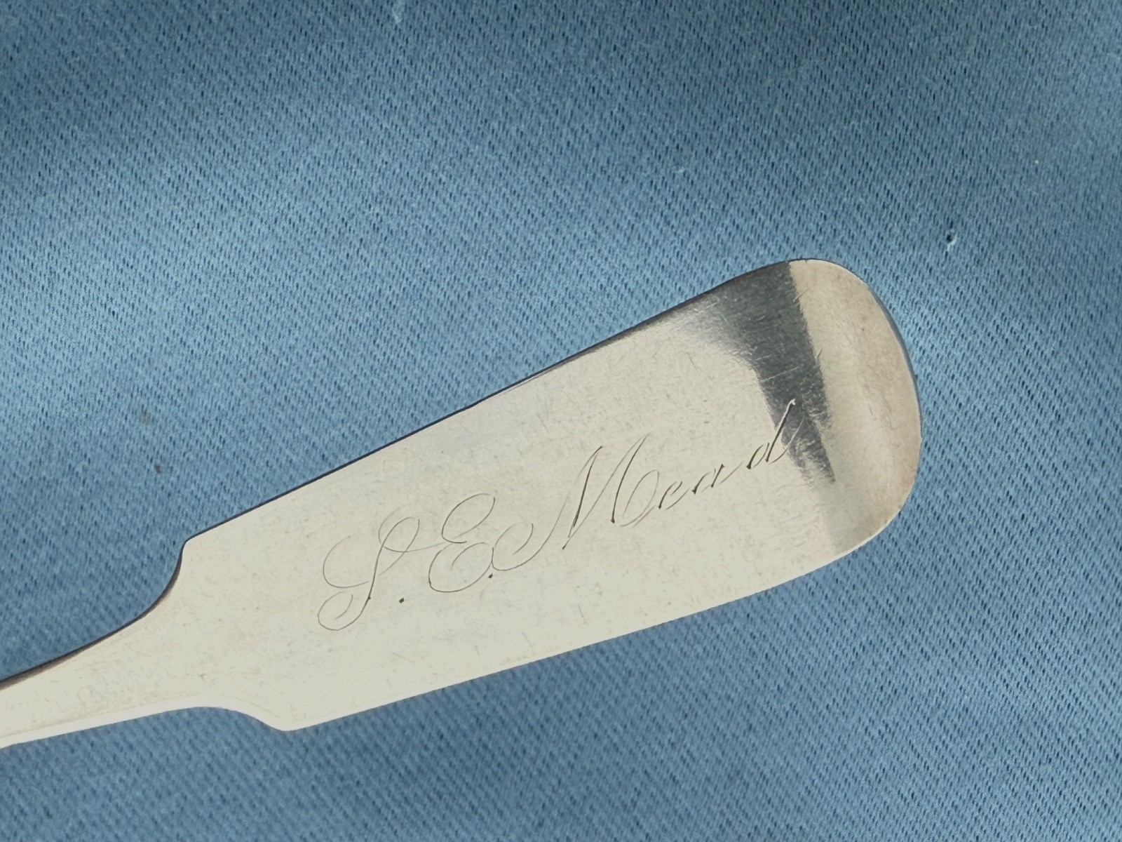 Mixed Lot Coin Silver 3 Soup or Desert Spoons Mixed Makers Mono 7 Inch 68 Grams