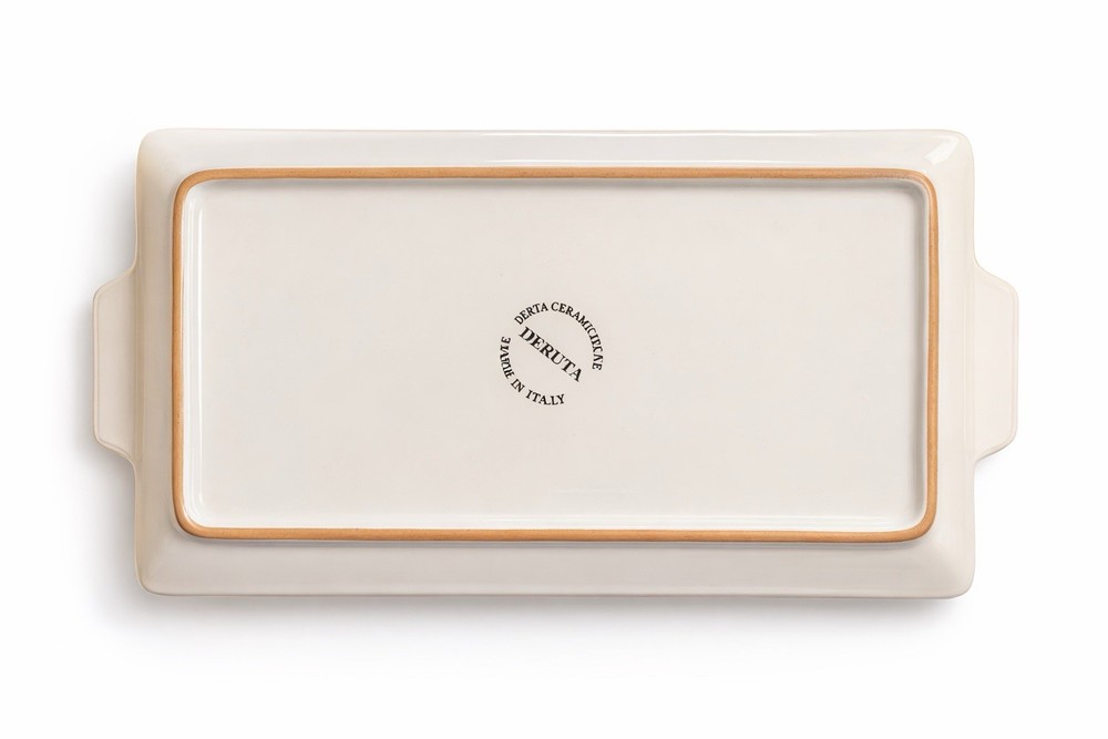 Deruta Ceramic Rectangular Baking Dish Yellow Blue Orange Decorative Handles