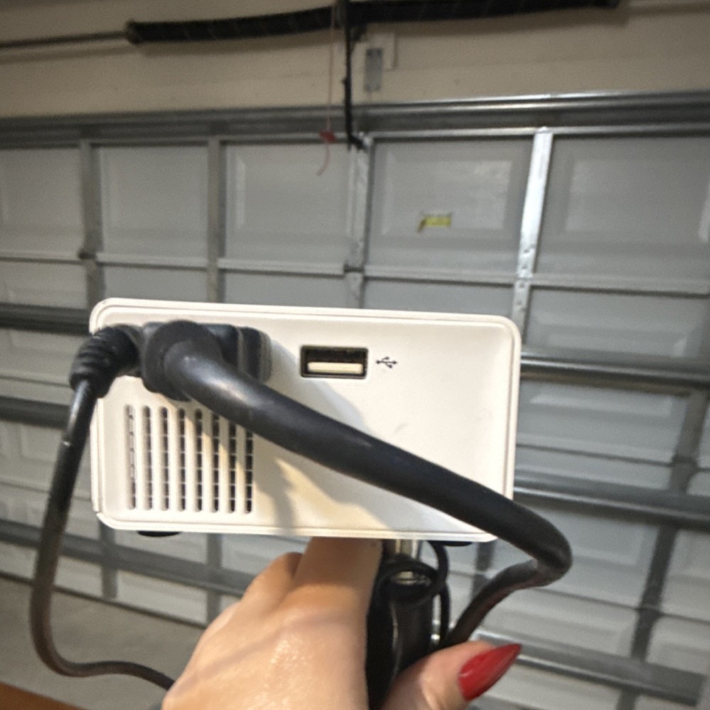 White Black Desktop Projector USB microSD AV Inputs